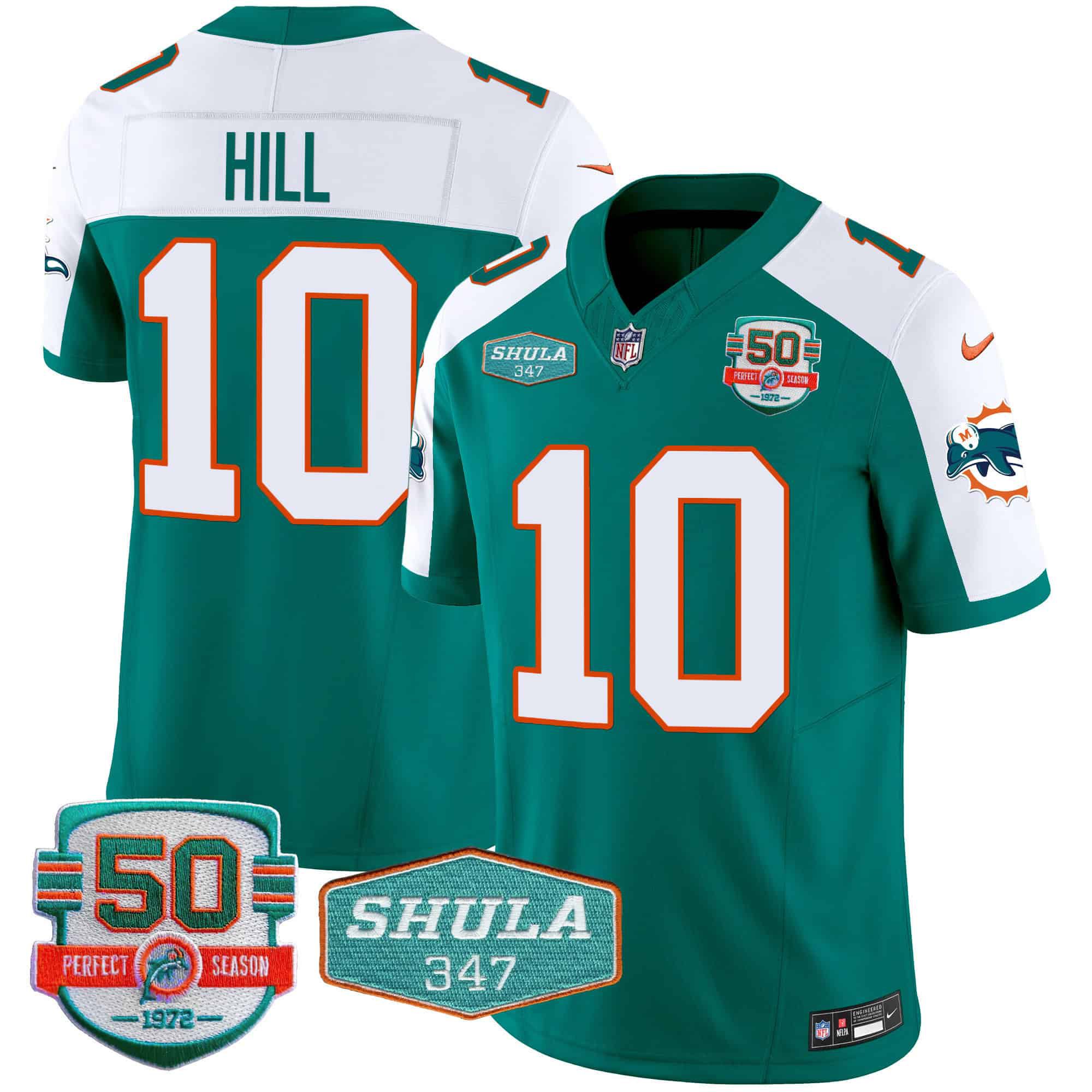 Men Miami Dolphins #10 Hill Green 2024 Nike Throwback Shula 347 Patch Vapor NFL Jersey->indianapolis colts->NFL Jersey